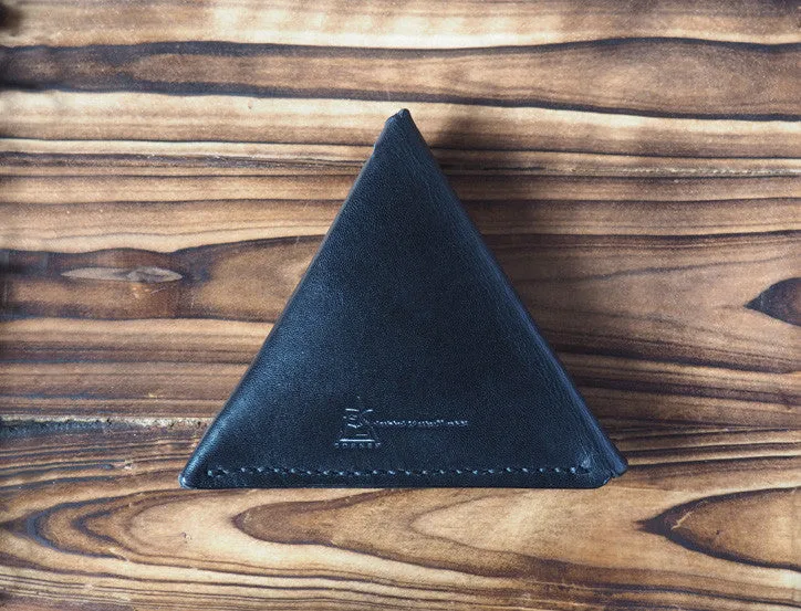 Leather Triangle Coin Purse #Black