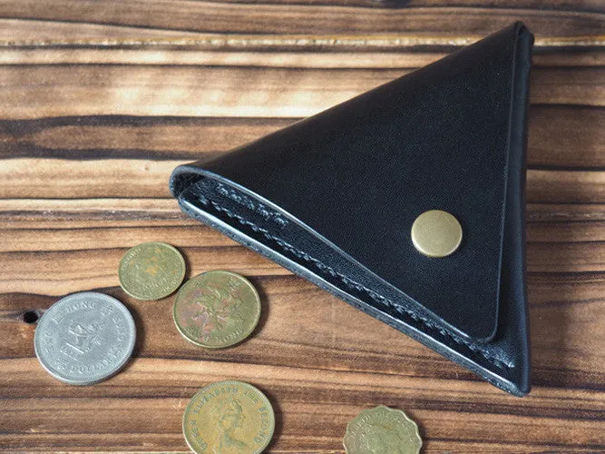 Leather Triangle Coin Purse #Black