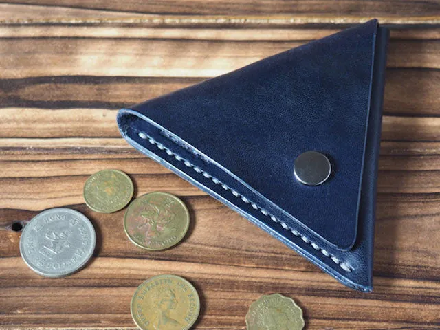 Leather Triangle Coin Purse #Blue