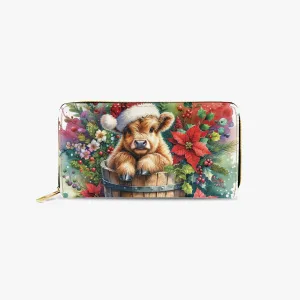 Long Type Zipper Purse - Christmas, Highland Cow