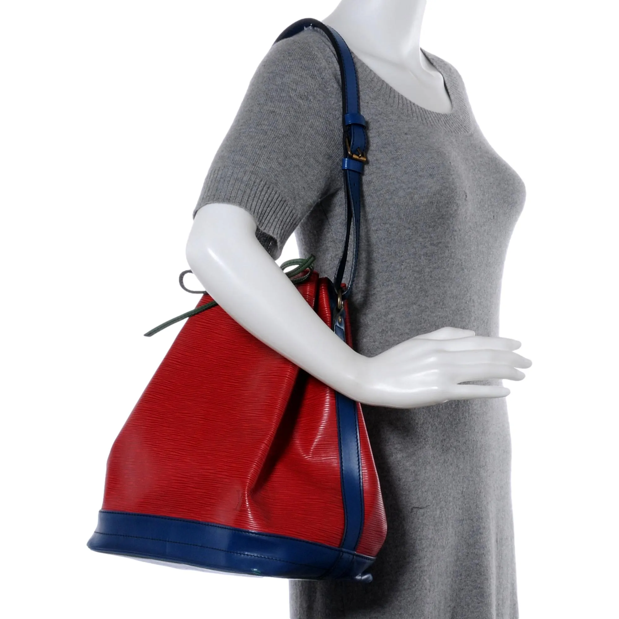 Louis Vuitton Epi Noe Red Tri-Color Leather Drawstring Bucket Bag