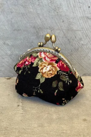 Mini Floral Coin Purse - Black