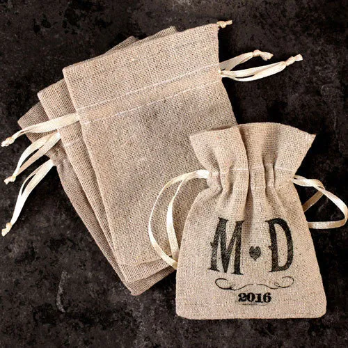 MINI LINEN DRAWSTRING POUCH - PLAIN (12/pkg)