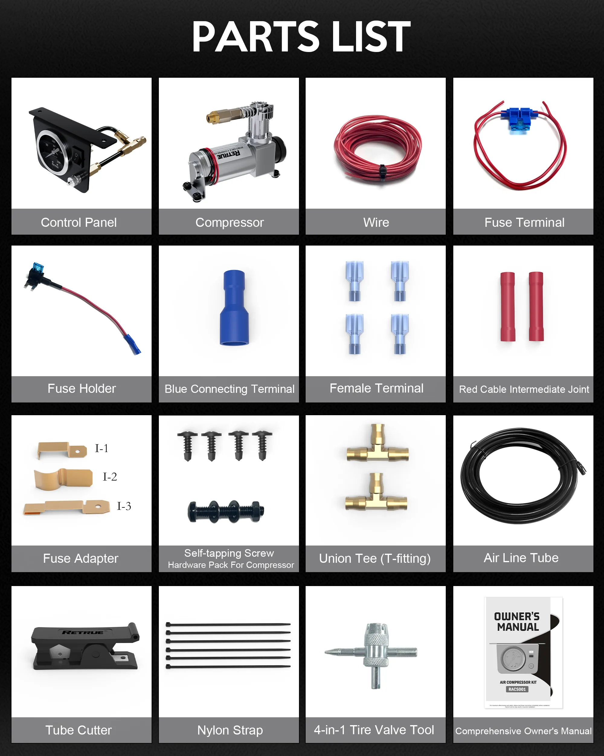 On Board Air Compressor System for Truck Universal Air Bags Compressor Kit with Gauge RACS001