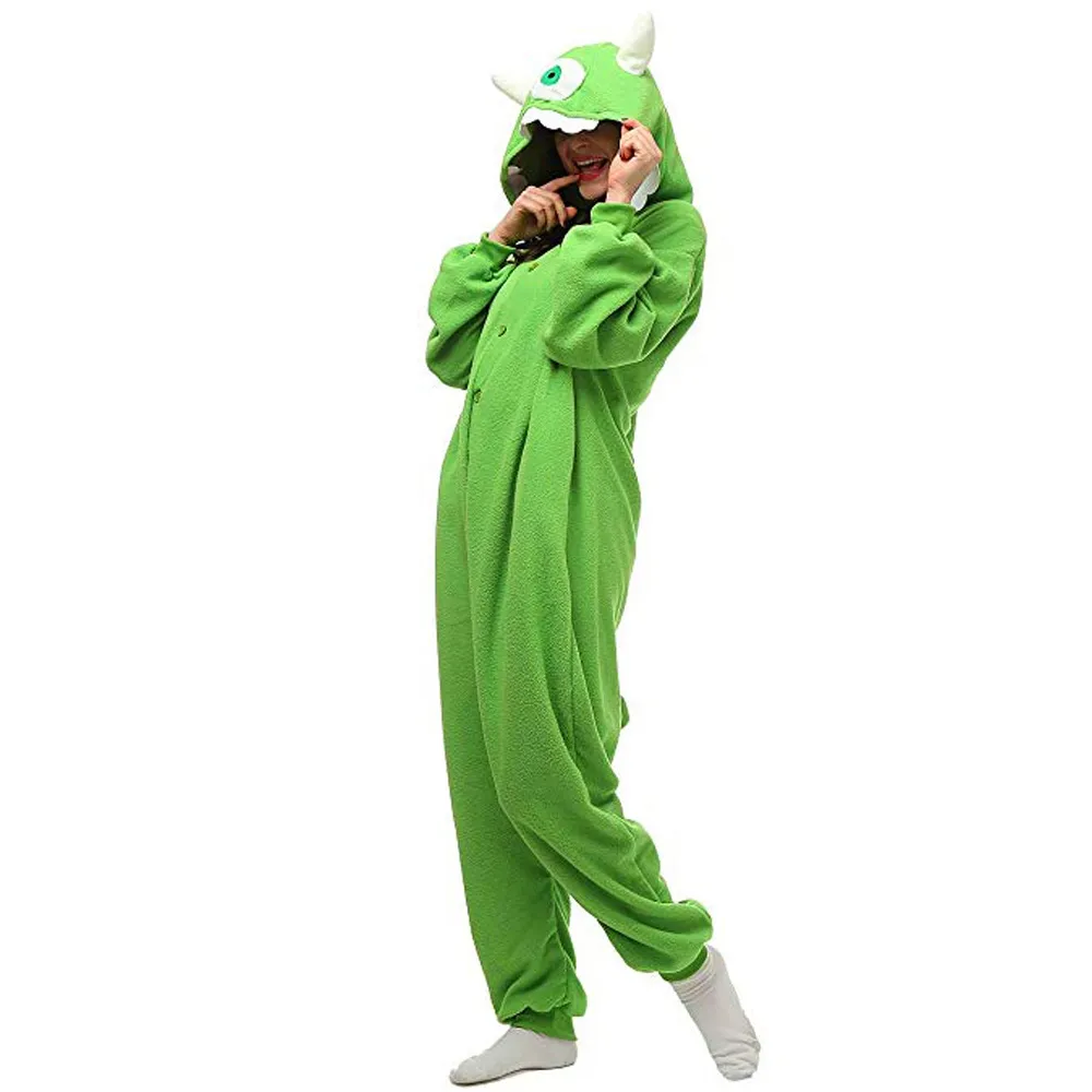 Pajamas fleece onesie adult animal pajamas cartoon green one-eyed monster clothing winter pajamas  funny