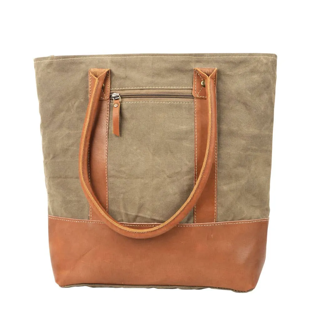 Plain Canvas Tote Bag With Leather Trim