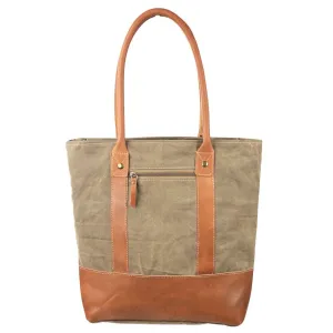 Plain Canvas Tote Bag With Leather Trim