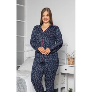 Plus Size Buttoned Masculine Pocket Pajamas Set