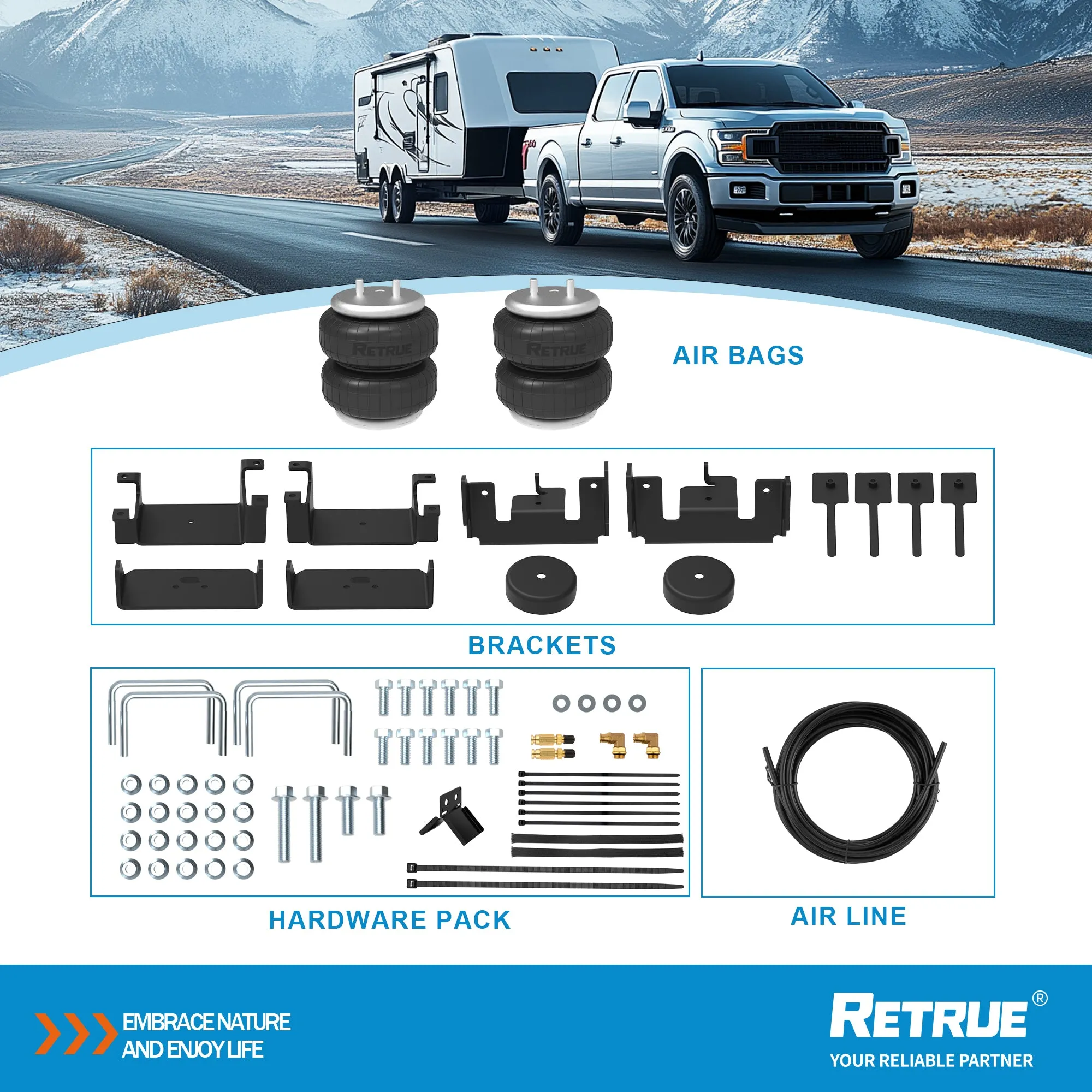 Rear Air Suspension Bags Kit for 2009-2014 Ford F150 - Model RAS2525