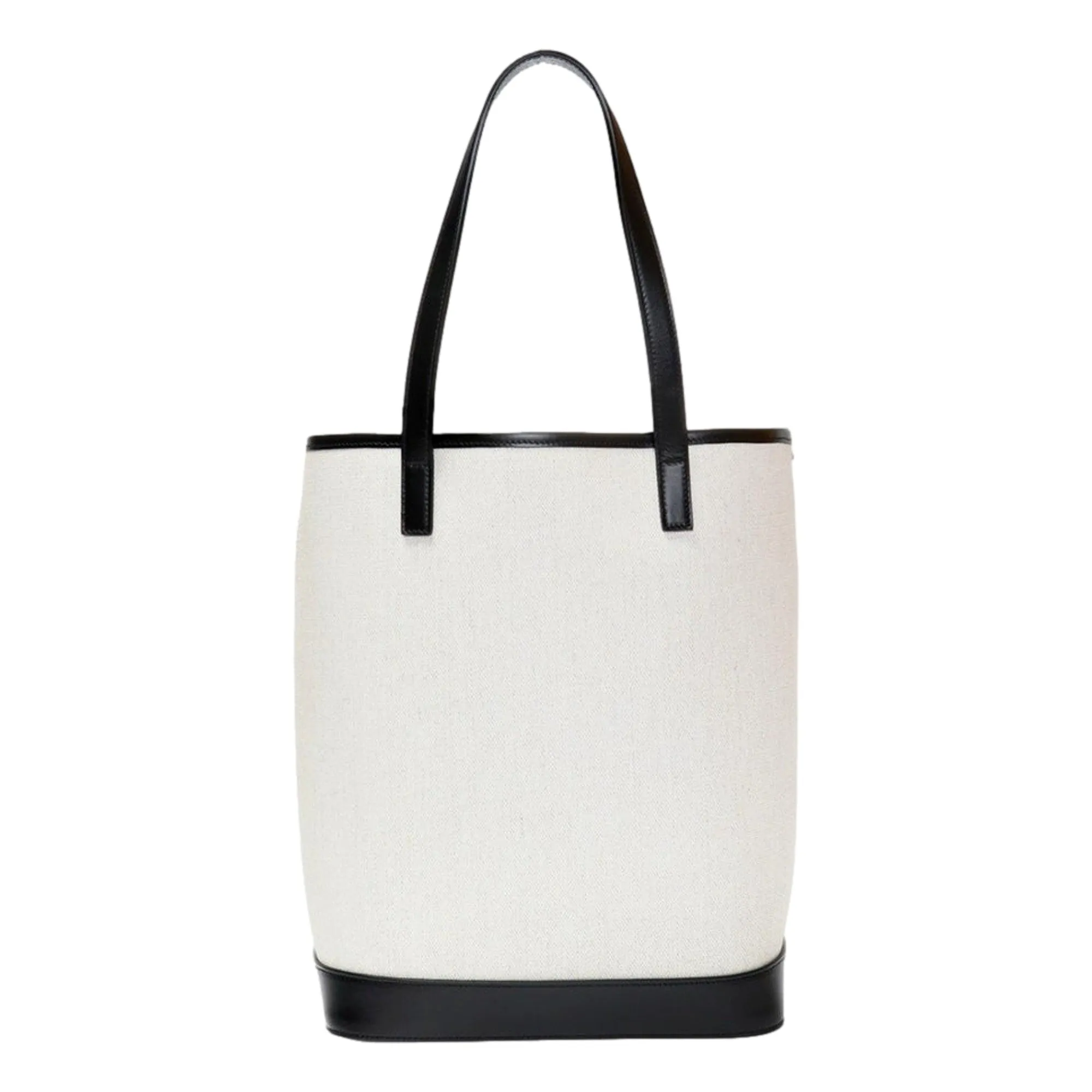 Saint Laurent Teddy White Coated Linen Drawstring Bucket Bag