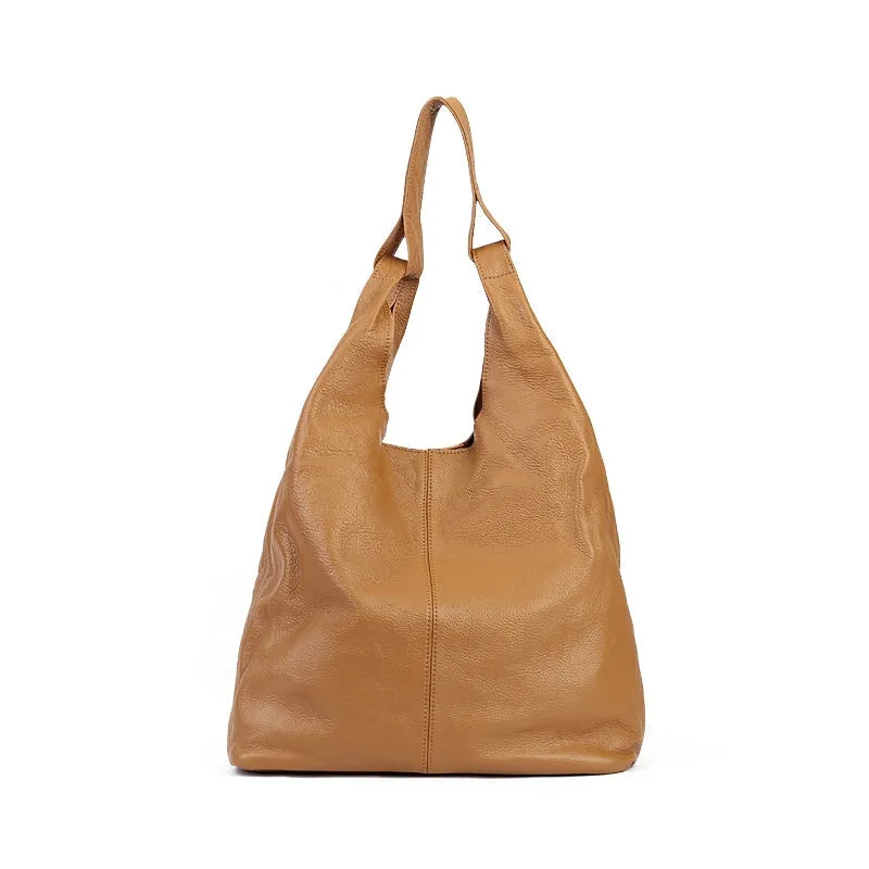 Simple Style All-match Large Capacity Cowhide Women’s Shoulder Bag