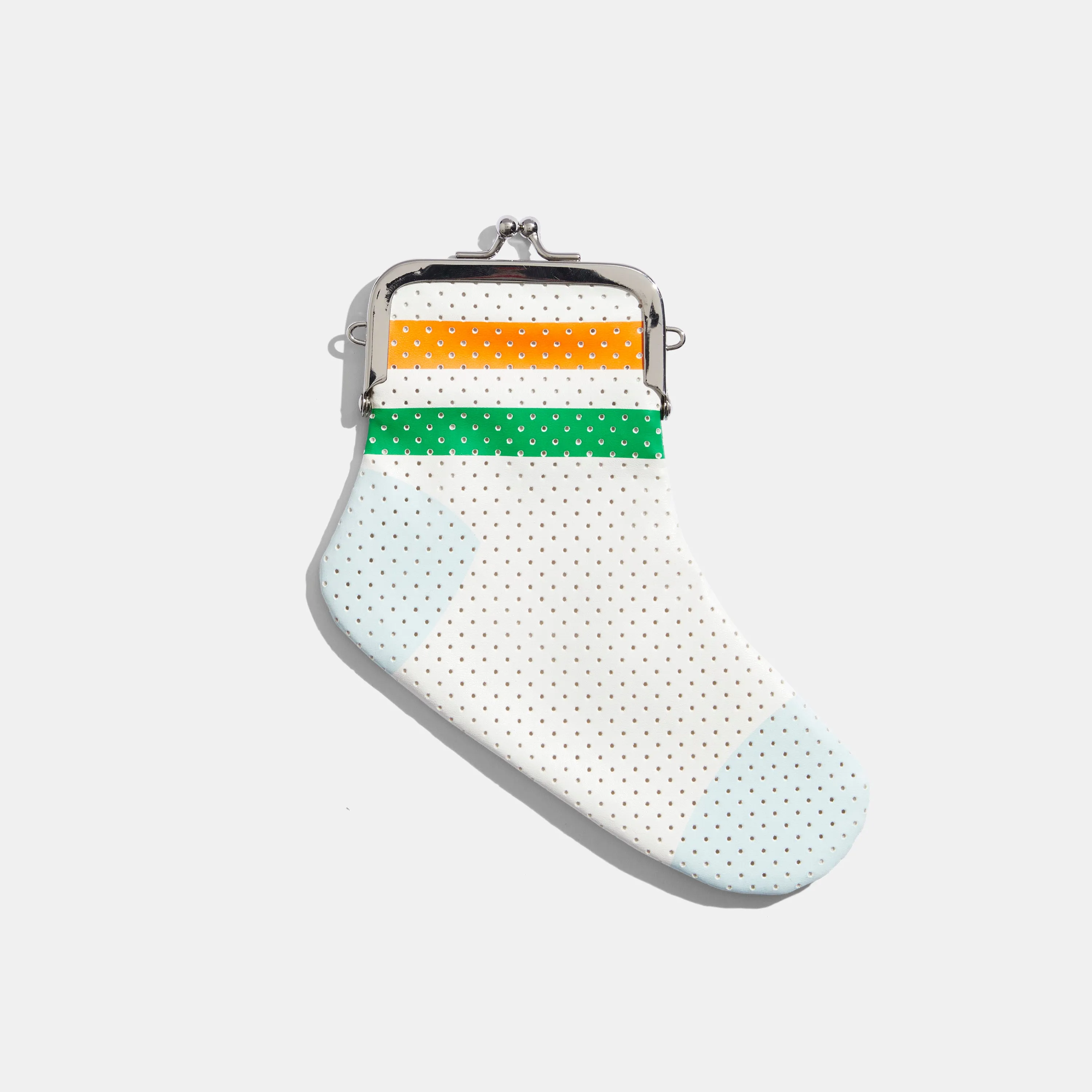 Sock Coin Purse in Orange and Green