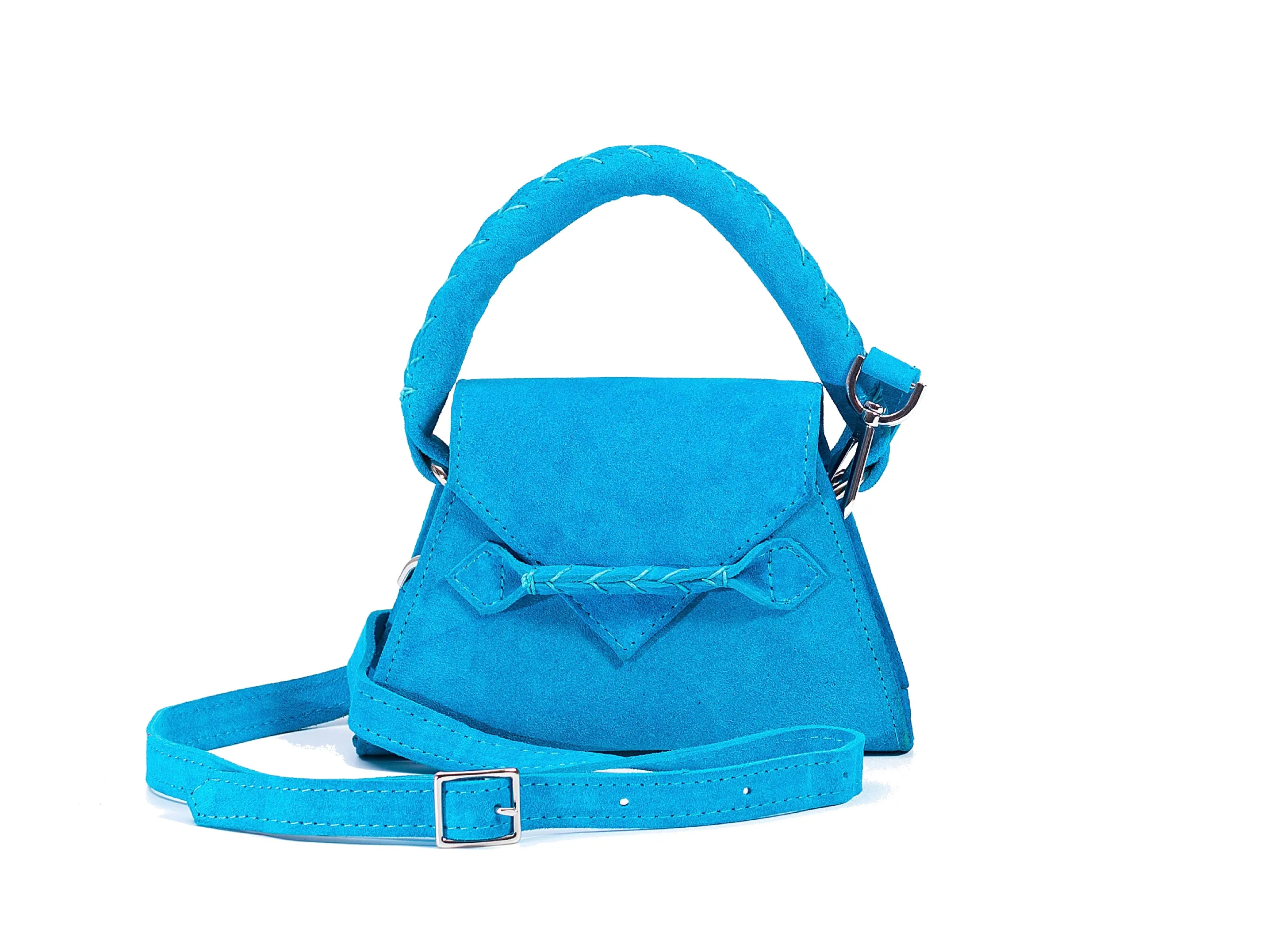 SUEDE TEAL TOY ESE TOP HANDLE