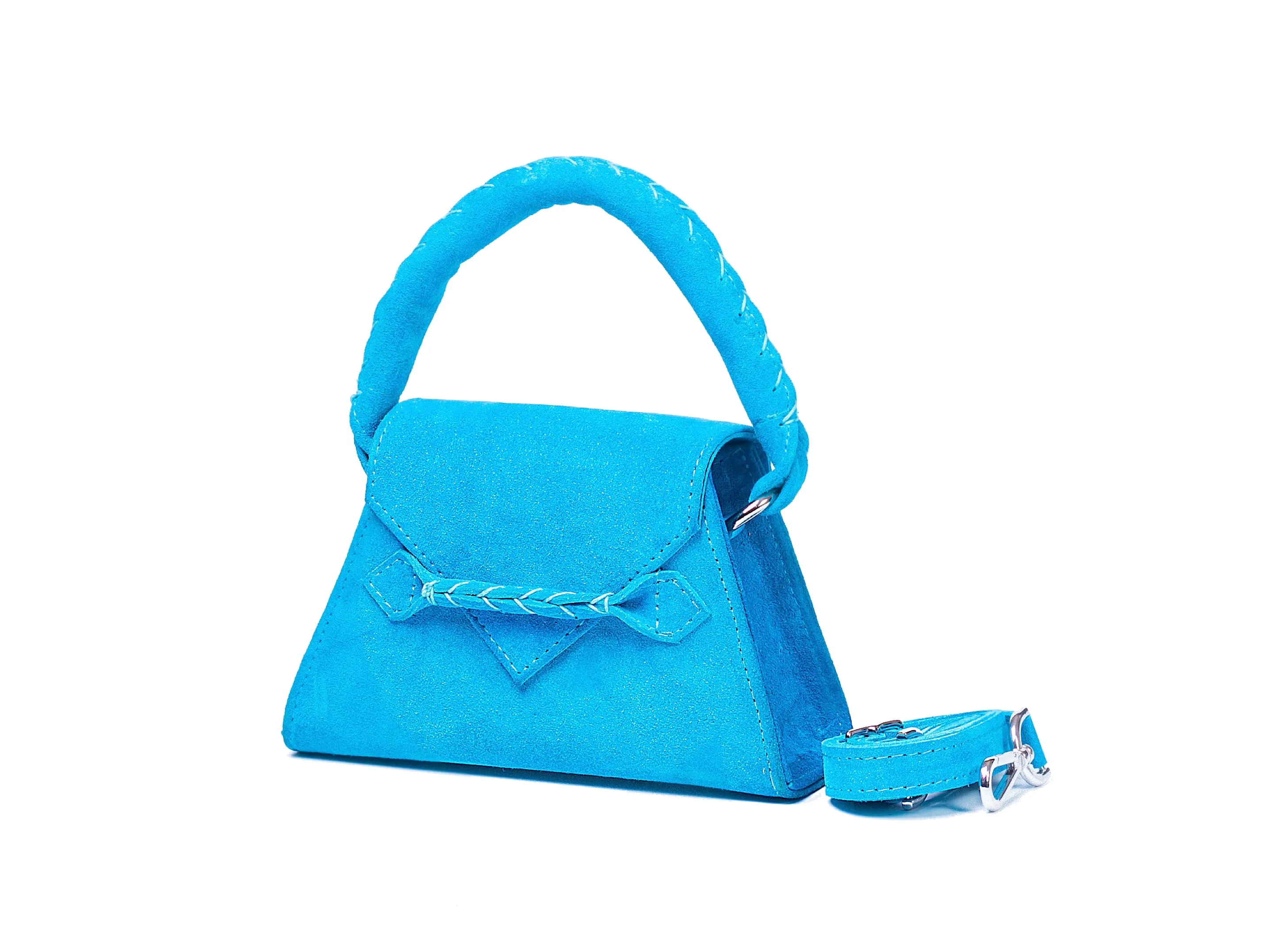 SUEDE TEAL TOY ESE TOP HANDLE