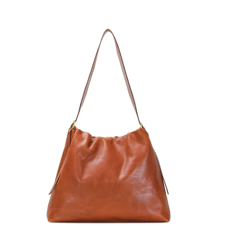 Vintage Design Vegetable Tanned Leather Shoulder Bag for Women's Tote Bag