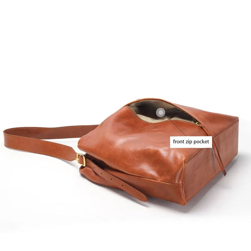 Vintage Design Vegetable Tanned Leather Shoulder Bag for Women's Tote Bag